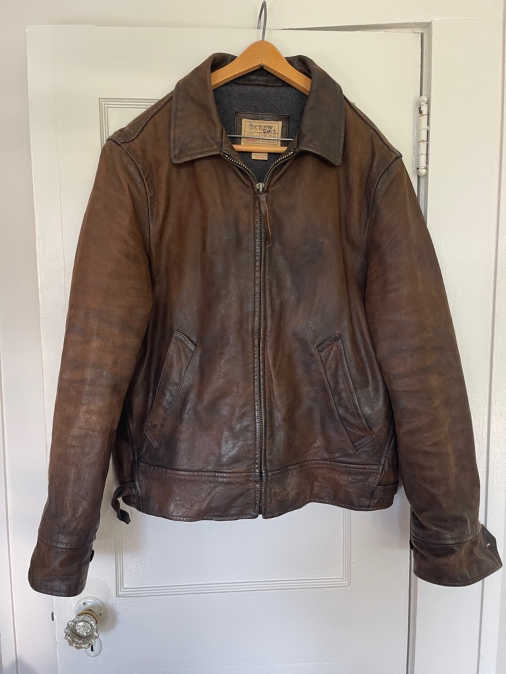 VTG J. Crew Brown Leather Bomber Jacket